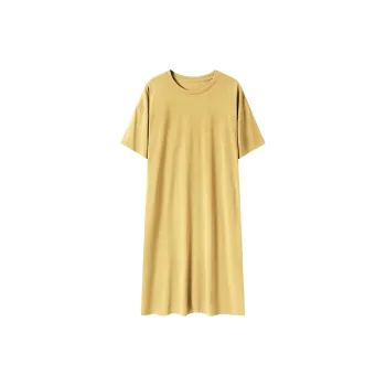 Close-fitting Areas Nightgown Women's Yellow