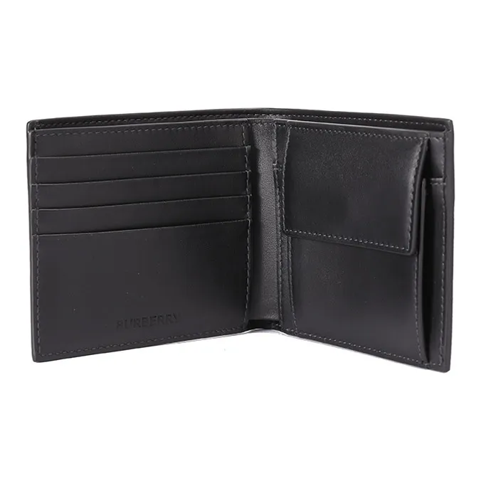 Burberry Polyurethane Short Wallets Men's Charcoal Gray-4