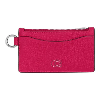 COACH Card Case Leather Wallet, Card Holder Mini Men's Dragon Fruit