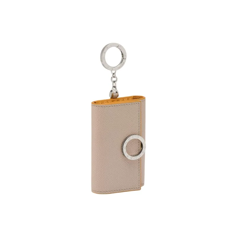 BVLGARI Bulgari Clip Calfskin Key Pouch Women's Gray Pink-0