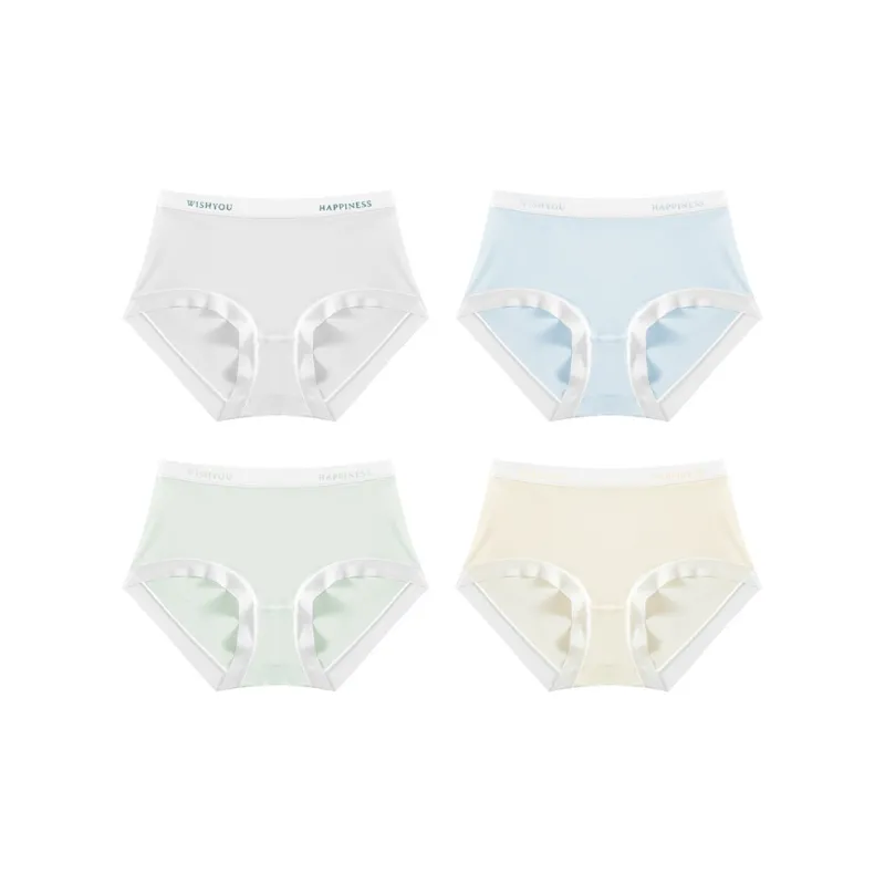 Ordifen Solid Color Ice Silk Underpants Women's 4 Pack-0