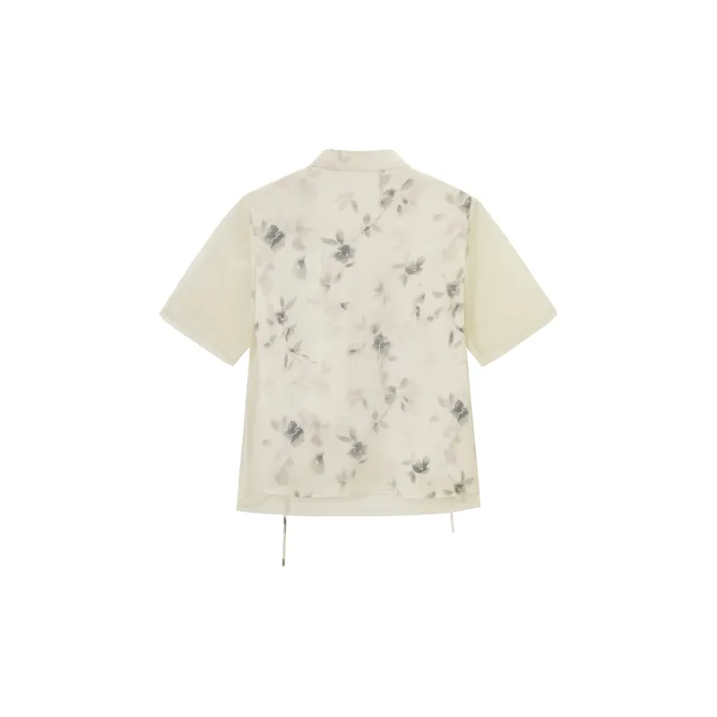 PEACEBIRD Chiffon Shirts Women's Beige-1