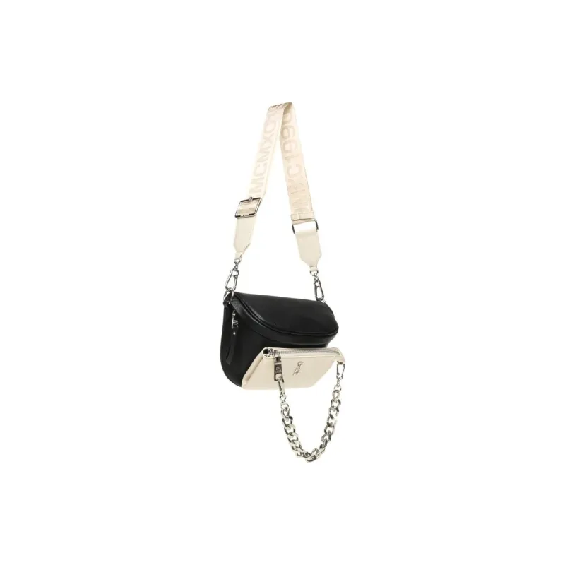 STEVE MADDEN PU Leather Handbag Shoulder Bag Crossbody Bag Medium Size Women's Black & Apricot-1