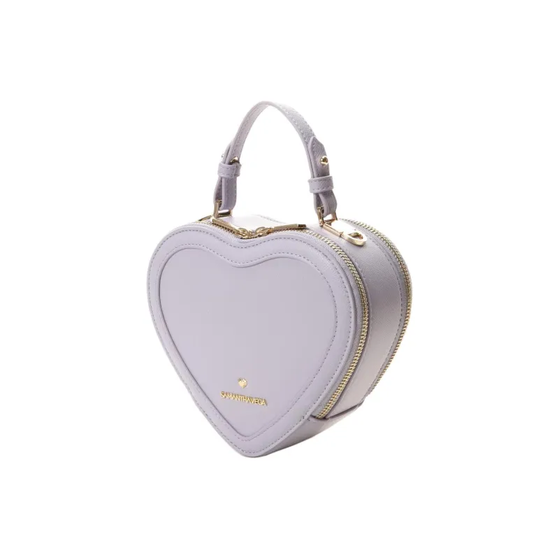 SAMANTHA THAVASA Synthetic Leather Heart Shaped Bag, Shoulder Bag, Crossbody Bag, Handbag Women's Lavender-2