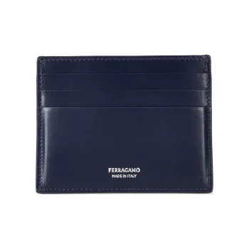 FERRAGAMO Calfskin Card Holder Men's Blue