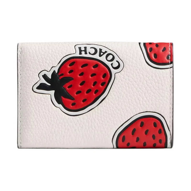 COACH Trifold Wallet Polished Pebbled Leather Trifold Wallet Mini Women's Chalk Multicolor-1