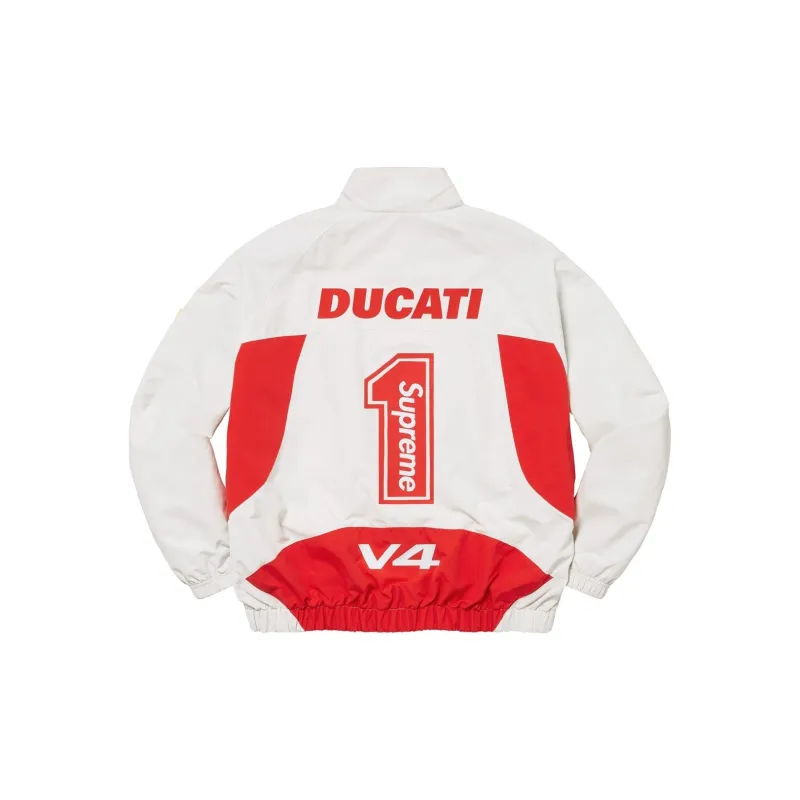 Supreme X DUCATI SS24 WEEK16 Track Jacket   Unisex Elastic Hem Zip up Jacket With Logo Design-4