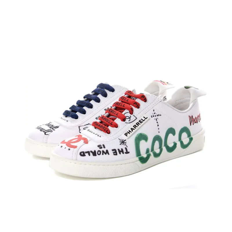 CHANEL X Pharrell Skateboard Shoes Women's White-1