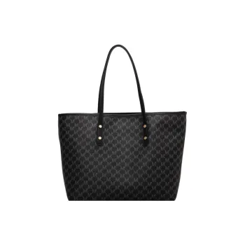 Hahhhsis Pu Korean Style Trendy University Student Tote Bag, Multicolor Large Size Women's Black/Coffee/Beige