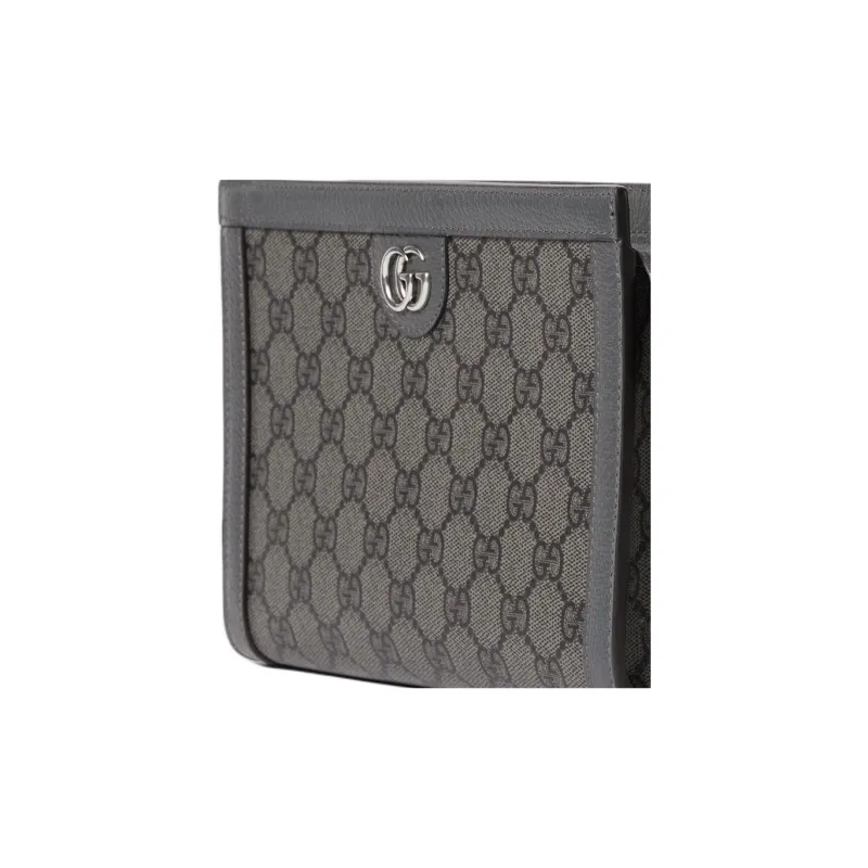 GUCCI Ophidia Supreme Canvas With Leather Trim Canvas Bag One Shoulder Crossbody Clutch Extra Mini Men's Gray-3