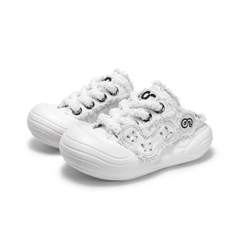 CN Cheese Foam Anti Slip Wear Resistant Breathable Lightweight Height Increasing Low Top Canvas Shoes Unisex White-1