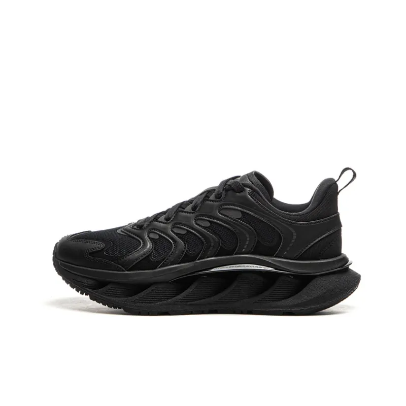 LiNing Curved CRC Anti Slip Wear Resistant Low Top Casual Shoes Women's Black-0