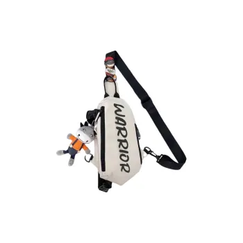 Warrior Nylon One Shoulder Crossbody Sling Bags For Outdoors Regular Unisex White Black