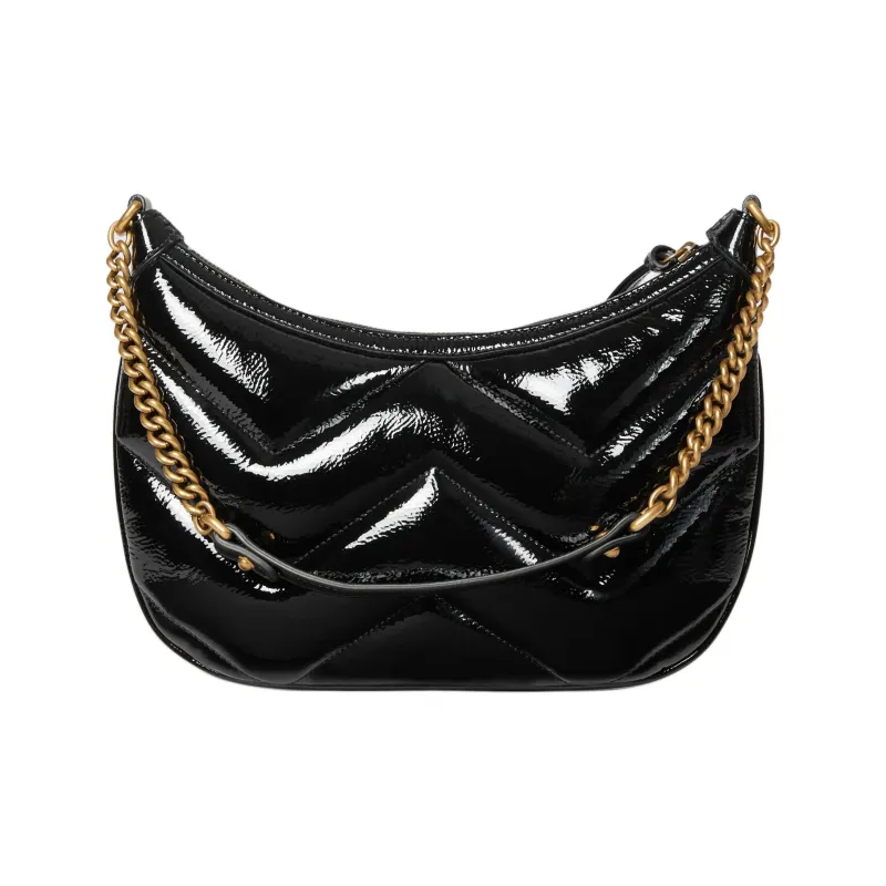 GUCCI GG Marmont Patent Leather Handbag Shoulder Bag Women's Black-3