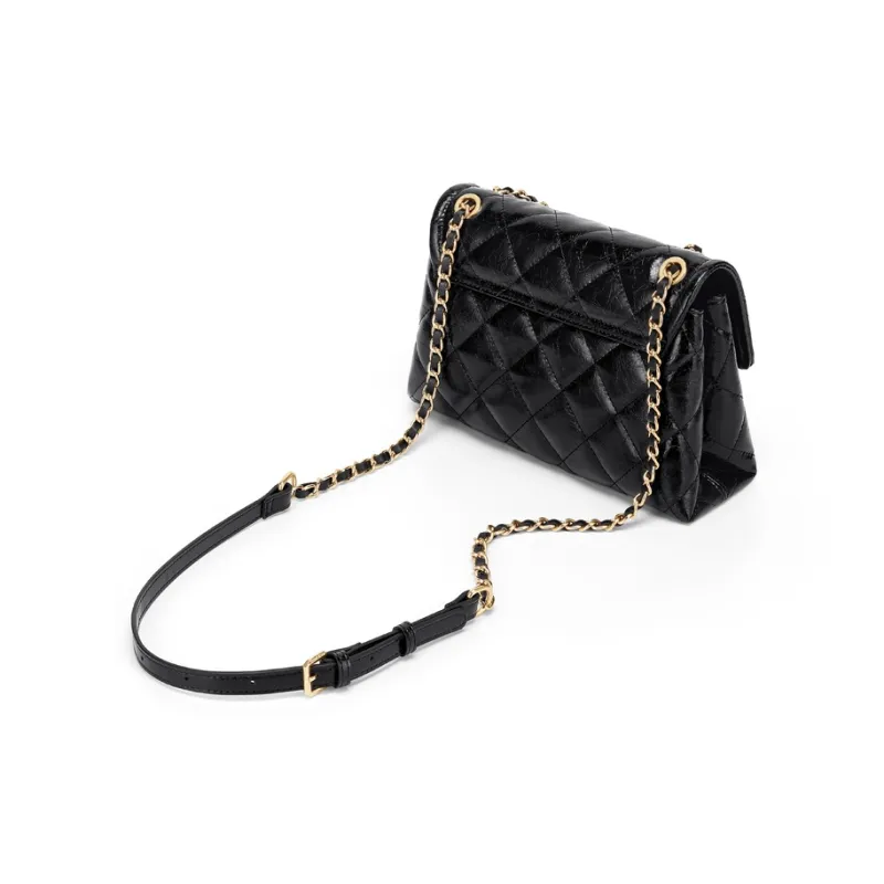 Simvay Clos Cow Leather With Synthetic Leather Shoulder Bag Crossbody Bag Shoulder Bag Small Size Women's Black/Ecru-2