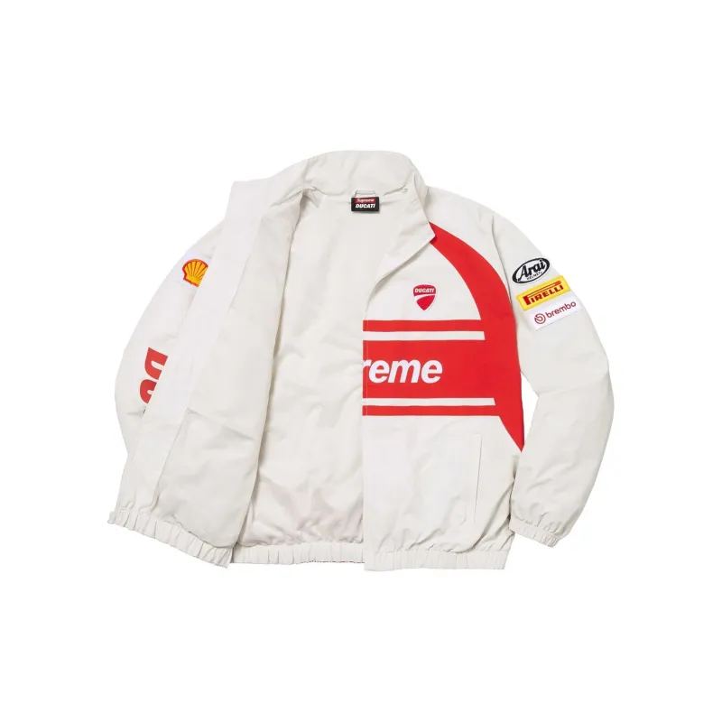 Supreme X DUCATI SS24 WEEK16 Track Jacket   Unisex Elastic Hem Zip up Jacket With Logo Design-5