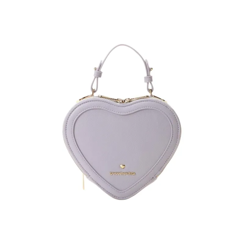 SAMANTHA THAVASA Synthetic Leather Heart Shaped Bag, Shoulder Bag, Crossbody Bag, Handbag Women's Lavender-0