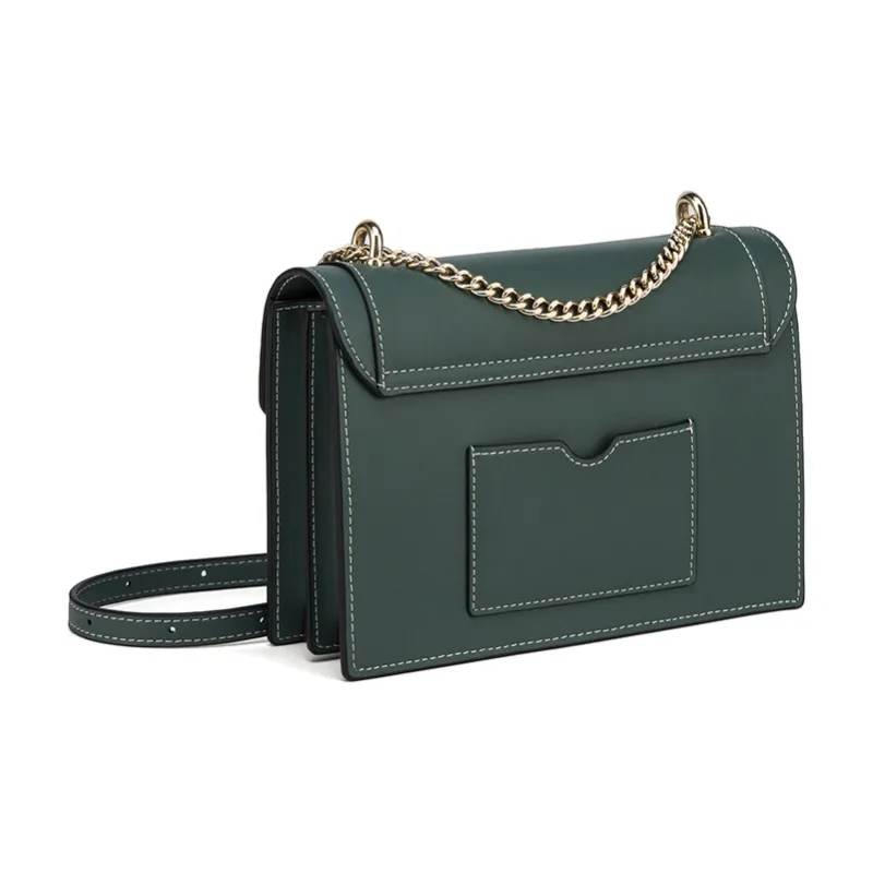 Simvay Clos Cow Leather Shoulder Bag, Crossbody Bag, Small Square Bag Medium Size Women's Jasper/Black-3