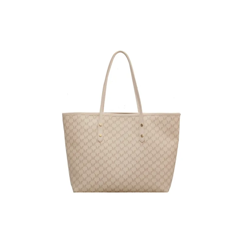 Hahhhsis Pu Korean Style Trendy University Student Tote Bag, Multicolor Large Size Women's Black/Coffee/Beige-4