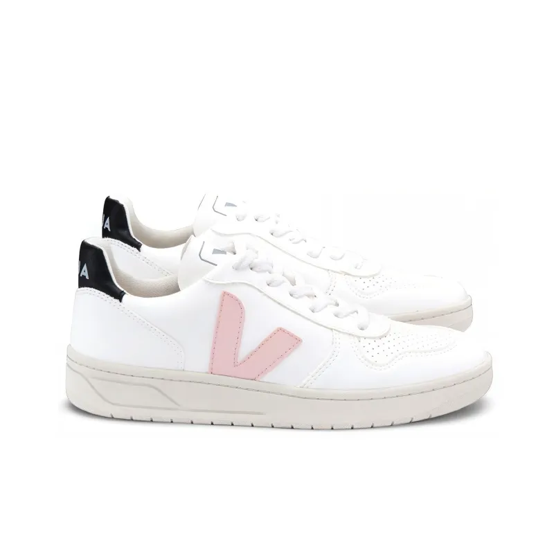 VEJA V-10 Stylish Skateboarding Shoes Unisex Pink White-1