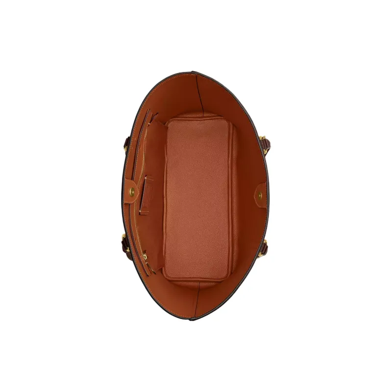 COACH Polished Pebble Leather Tote Bag, Shopping Bag, One Shoulder Handbag Tubas Women's Brass And Maple-3