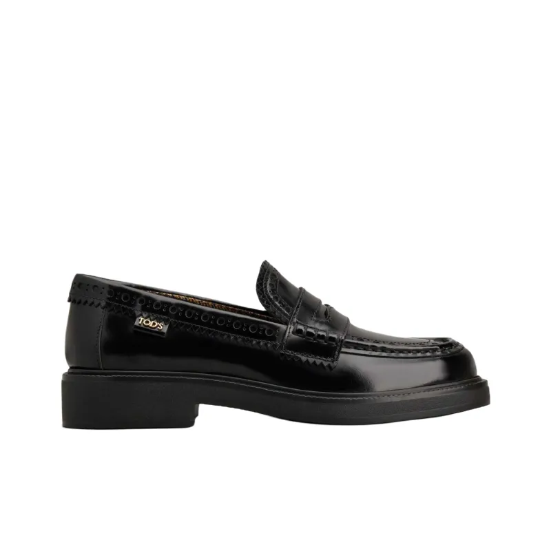 TOD'S Brogue Trim Almond Toe Loafers Women's-1