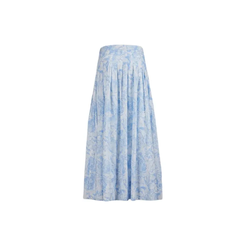 CLUB MONACO Casual Long Skirts Women's Blue White Print-1