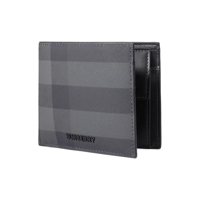 Burberry Polyurethane Short Wallets Men's Charcoal Gray-1