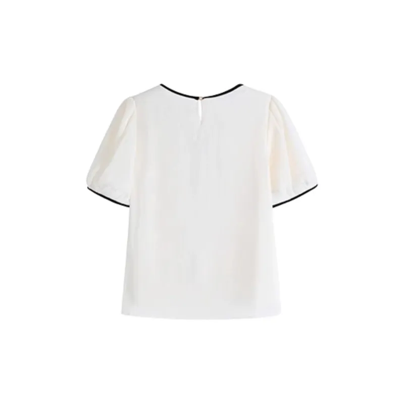 HUASJ Chiffon Shirts Women's Beige-1