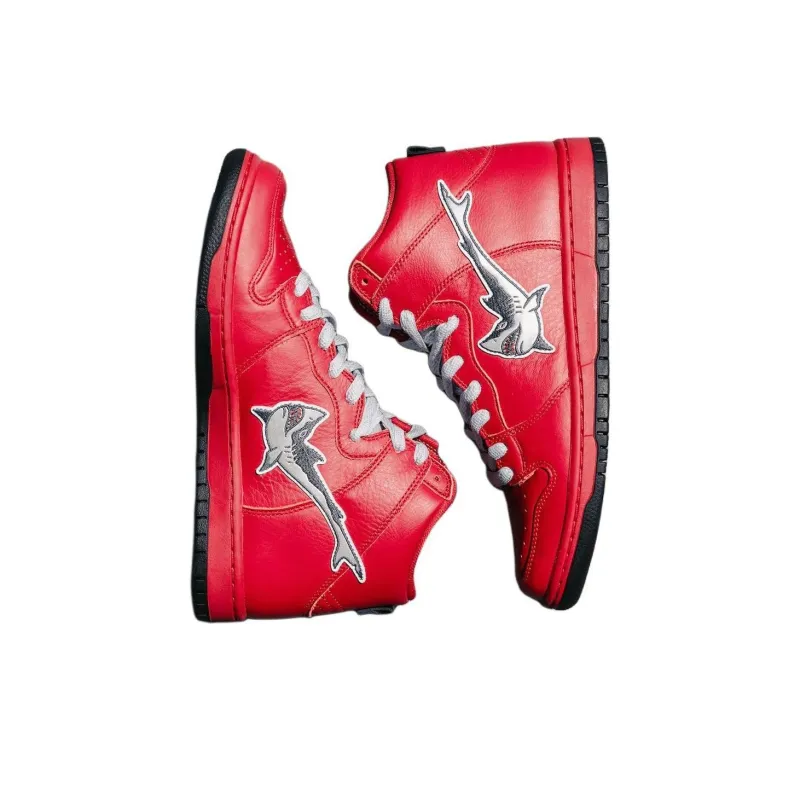 Nike Dunk SB High 'Red Shark' Anti-Slip Wear-Resistant Breathable Support High-Top Skateboard Shoes Unisex Red-3