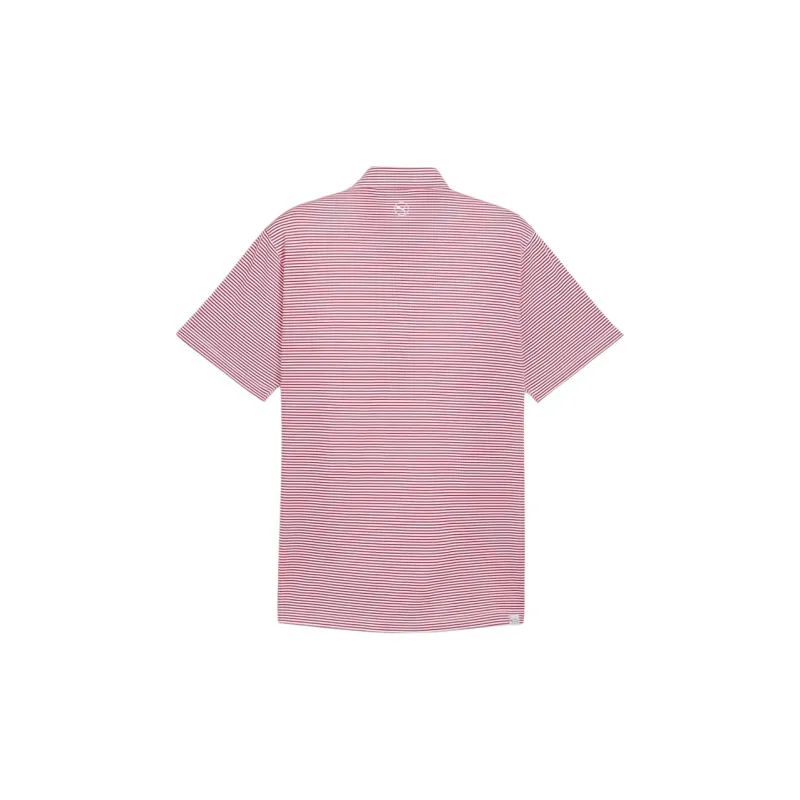 PUMA Isle Pique Polo Polo Shirt Men's Pomegranate Rose White Light-1