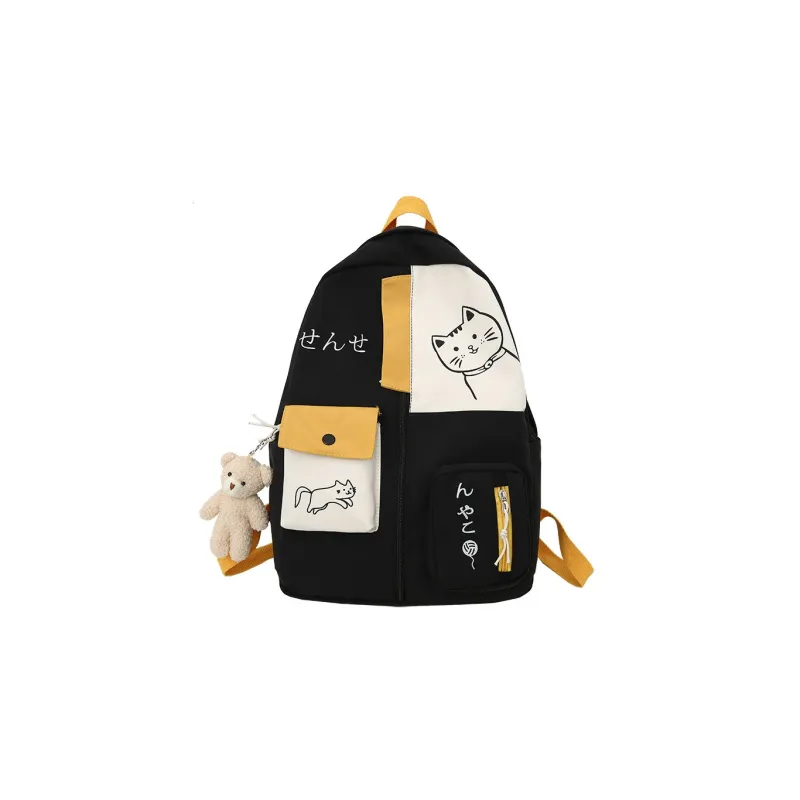 Elsvet Nylon Backpack Large Size Women's White/Black-5