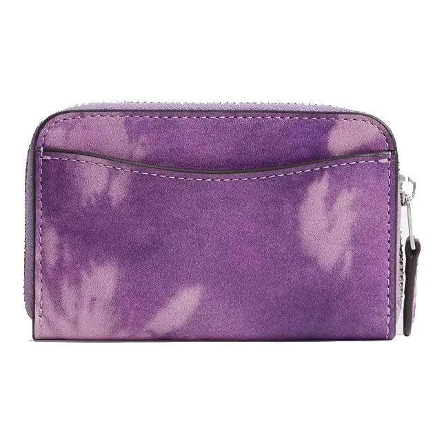 COACH Zip Around Smooth Leather Wallet Small Size Women's Purple-1