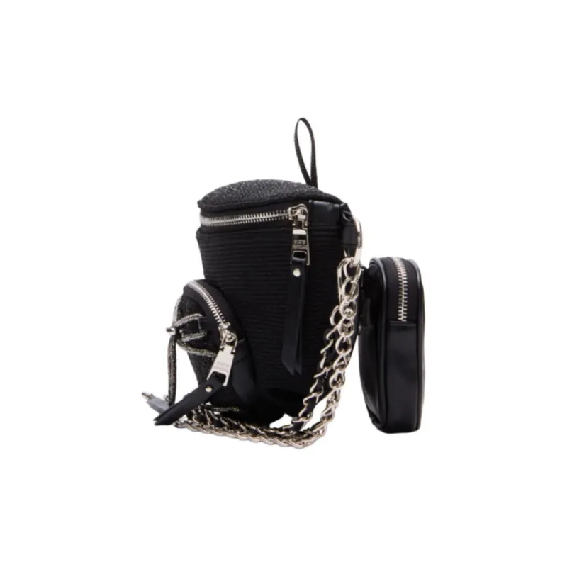 STEVE MADDEN Polyester With PU Handbag Shoulder Bag Crossbody Bag Small Size Women's Black/Nude-3