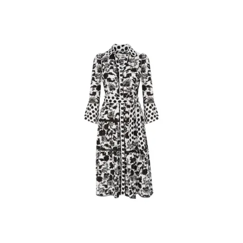 DVF Long-Sleeved Dresses Women's Black/White