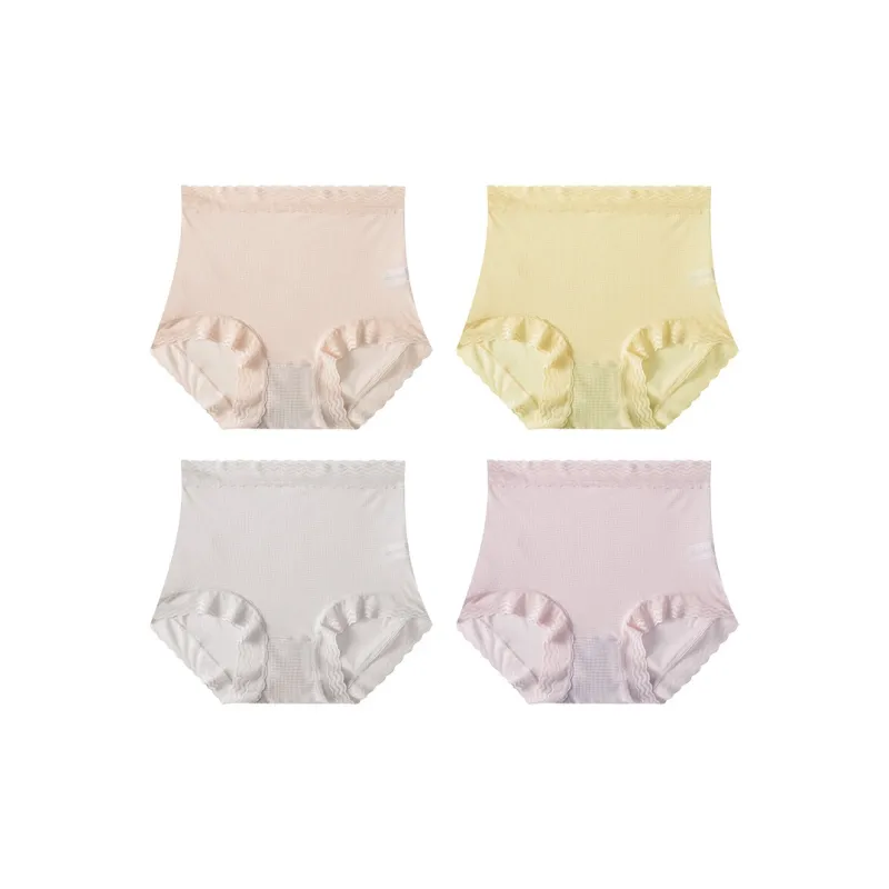 Ordifen Solid Color Lace Trim Panty Women's 4 Pack-5
