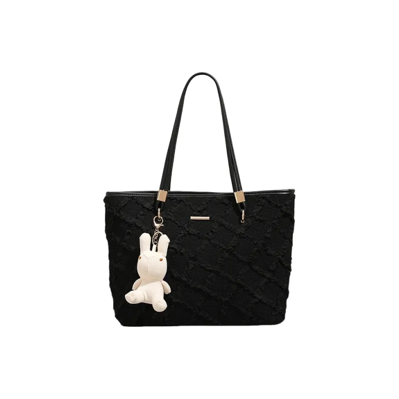 PESASRIE PU Tote Bag Shopping Bag Shoulder Bags Regular Women's Ecru/Black-9