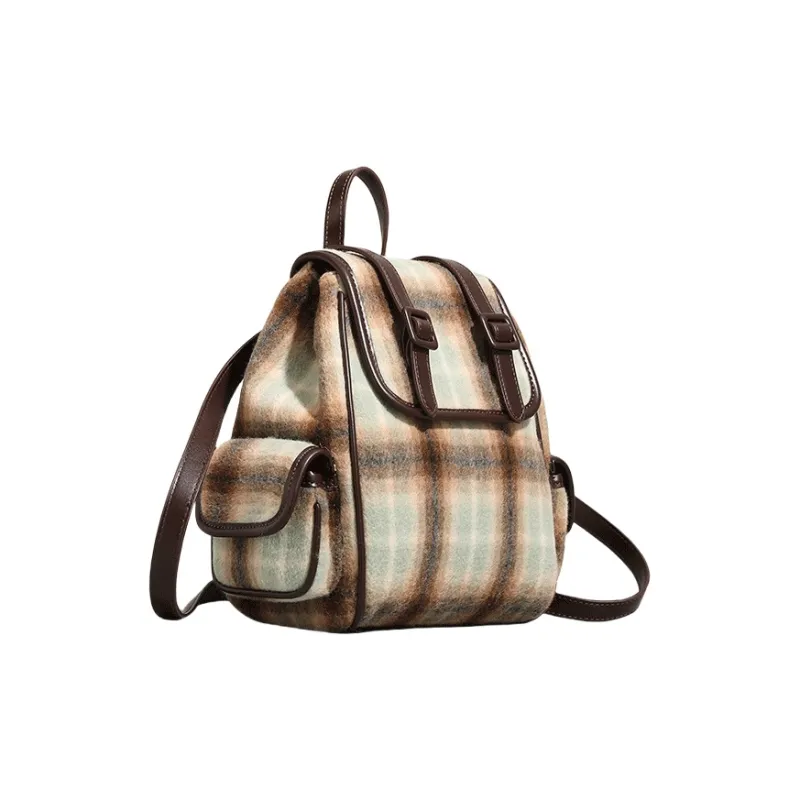 PESASRIE Fabric Portable Backpack Regular Women's Coffee-1