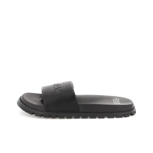 MARC JACOBS The Leather Slide Logo-embossed Slides