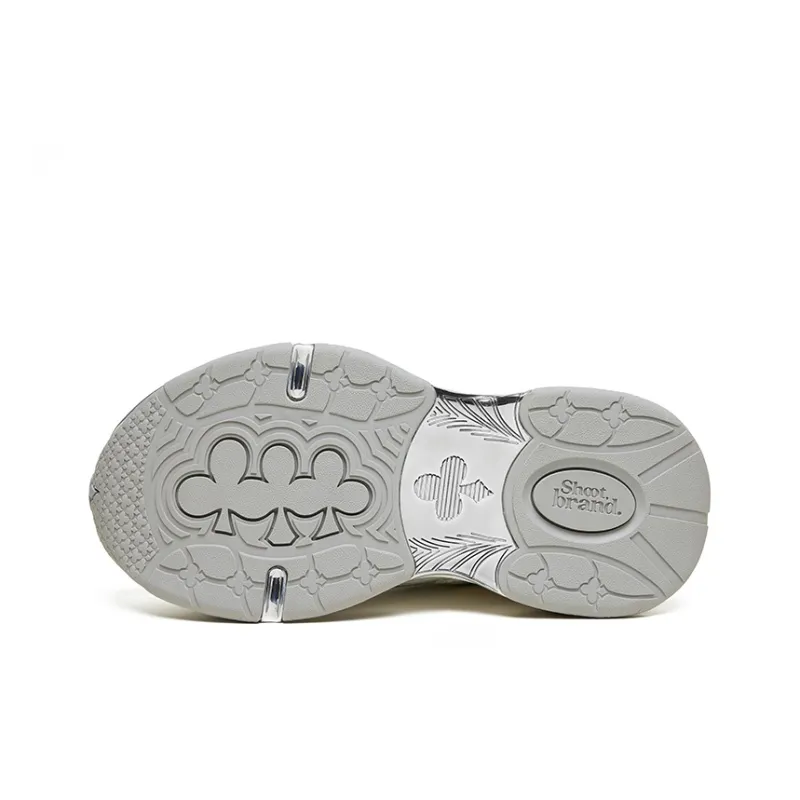 SHOOT BRAND Chunky Sneakers Unisex Low Top Silver-5