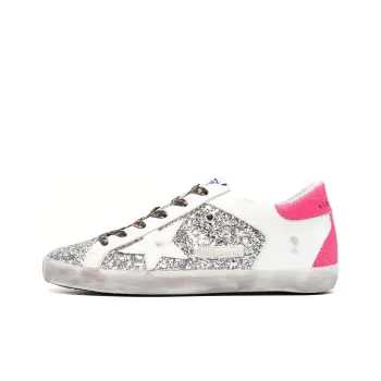 Golden Goose Super Star Stylish Skateboarding Shoes Women's White Silver Pink