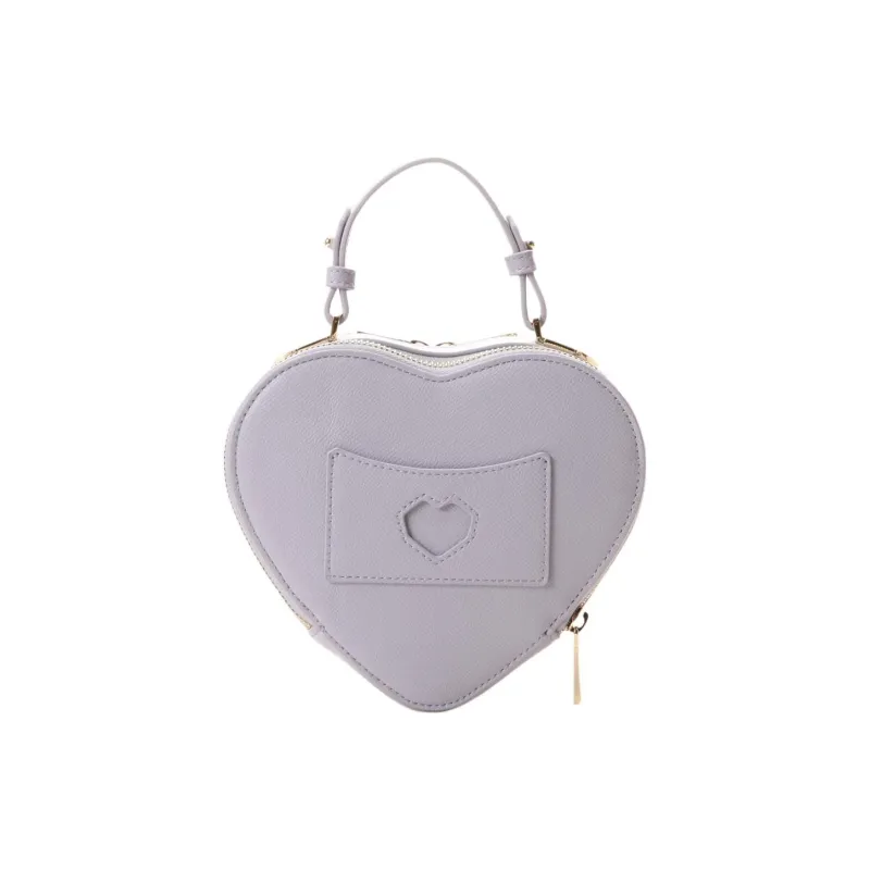 SAMANTHA THAVASA Synthetic Leather Heart Shaped Bag, Shoulder Bag, Crossbody Bag, Handbag Women's Lavender-5