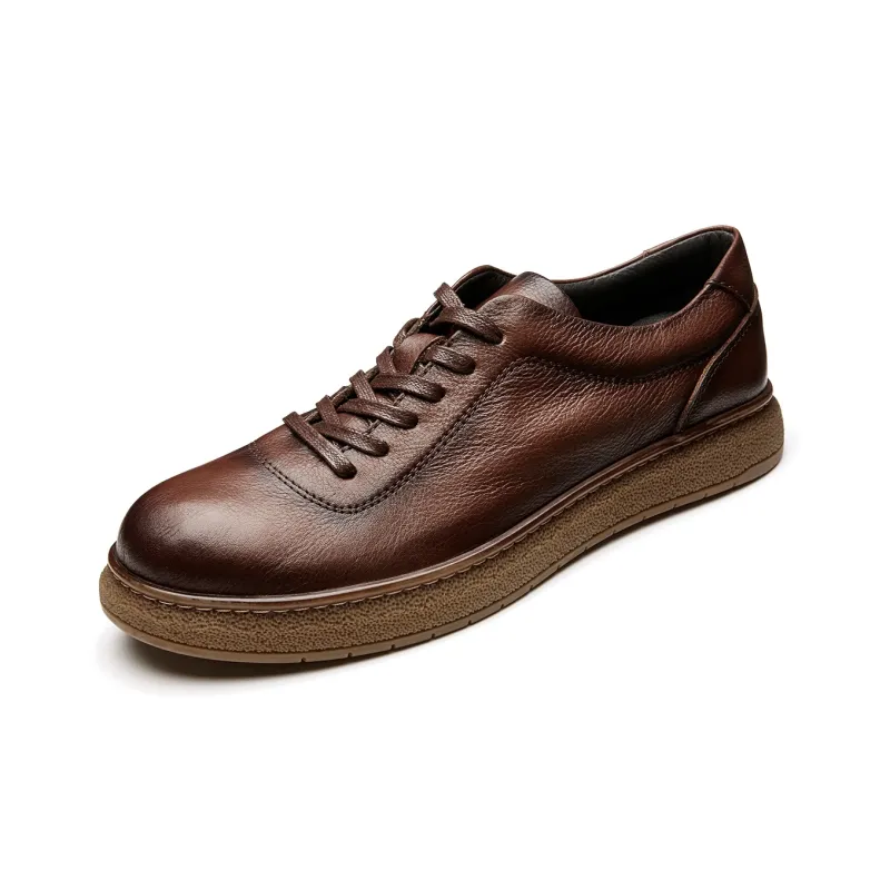 Brounvanm Anti Slip Wear Resistant Mid Top Skateboard Shoes Men's Coffee-1