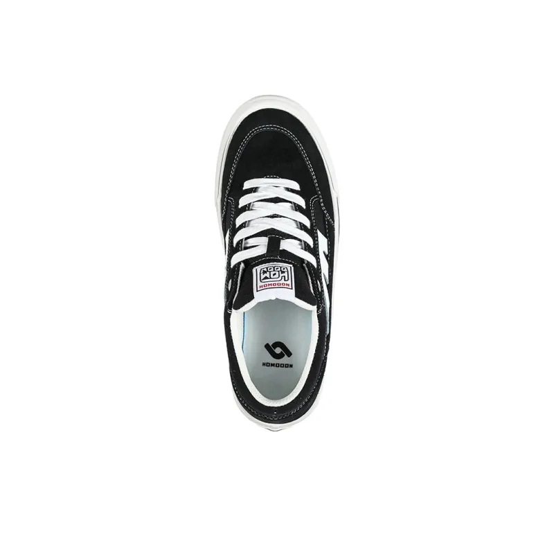 HOMDOON Anti Slip Wear Resistant Low Top Skateboard Shoes Unisex Black White-2