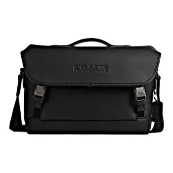 COACH League Leather Shoulder Bag Crossbody Bag Handbag Large Size Men's Black