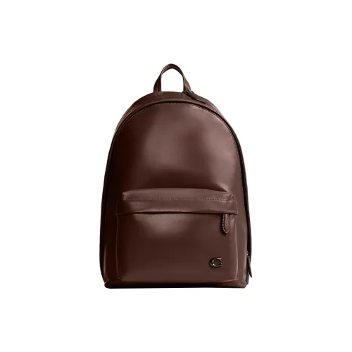 COACH Zhen Paper Leather Backpack Large Size Men's Maple Color