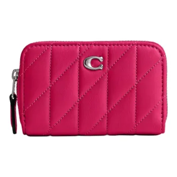 COACH Zip Around Nappa Leather Coin Purses Wallets Small Size Women's Dragon Fruit Red