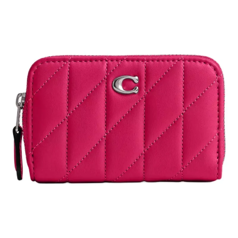 COACH Zip Around Nappa Leather Coin Purses Wallets Small Size Women's Dragon Fruit Red-0