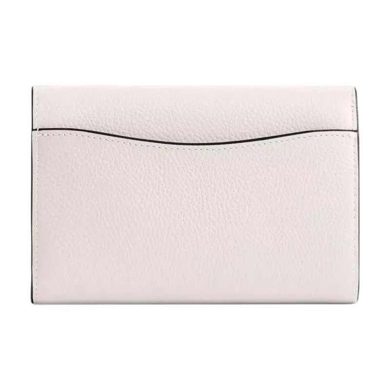 COACH Polished Pebble Leather Wallet Medium Size Women's Brass & White-1