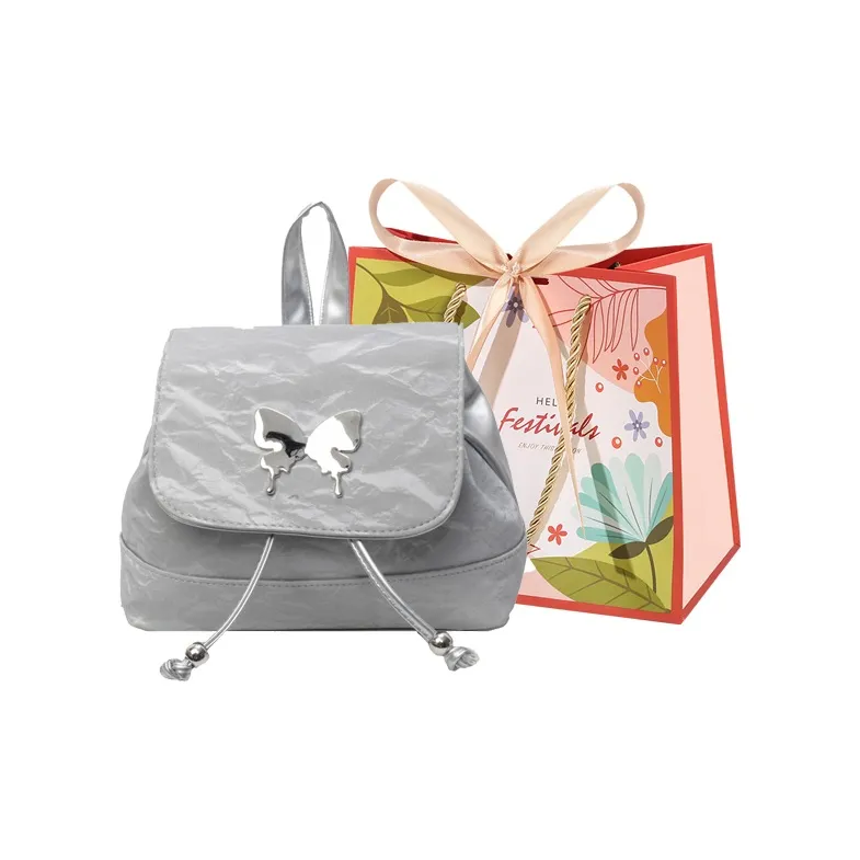 Cwatcun PU Handbag Backpack Regular Women's Ecru/Silver/Green/Blue/Pink/Black-8